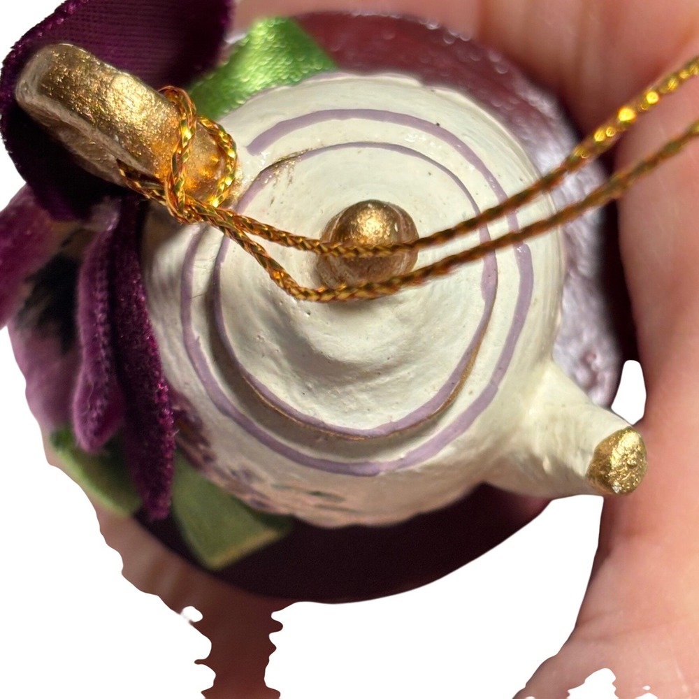 Catherine's Collection Old Lady Teapot Ornament Burgundy Velvet Lace Whimsical - Picture 5 of 11